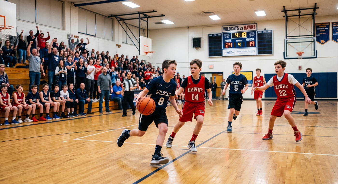 Live youth basketball game